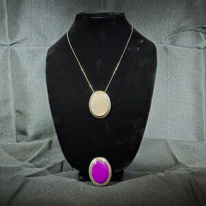 Oval Purple and Shell Stone in .925 Sterling Silver